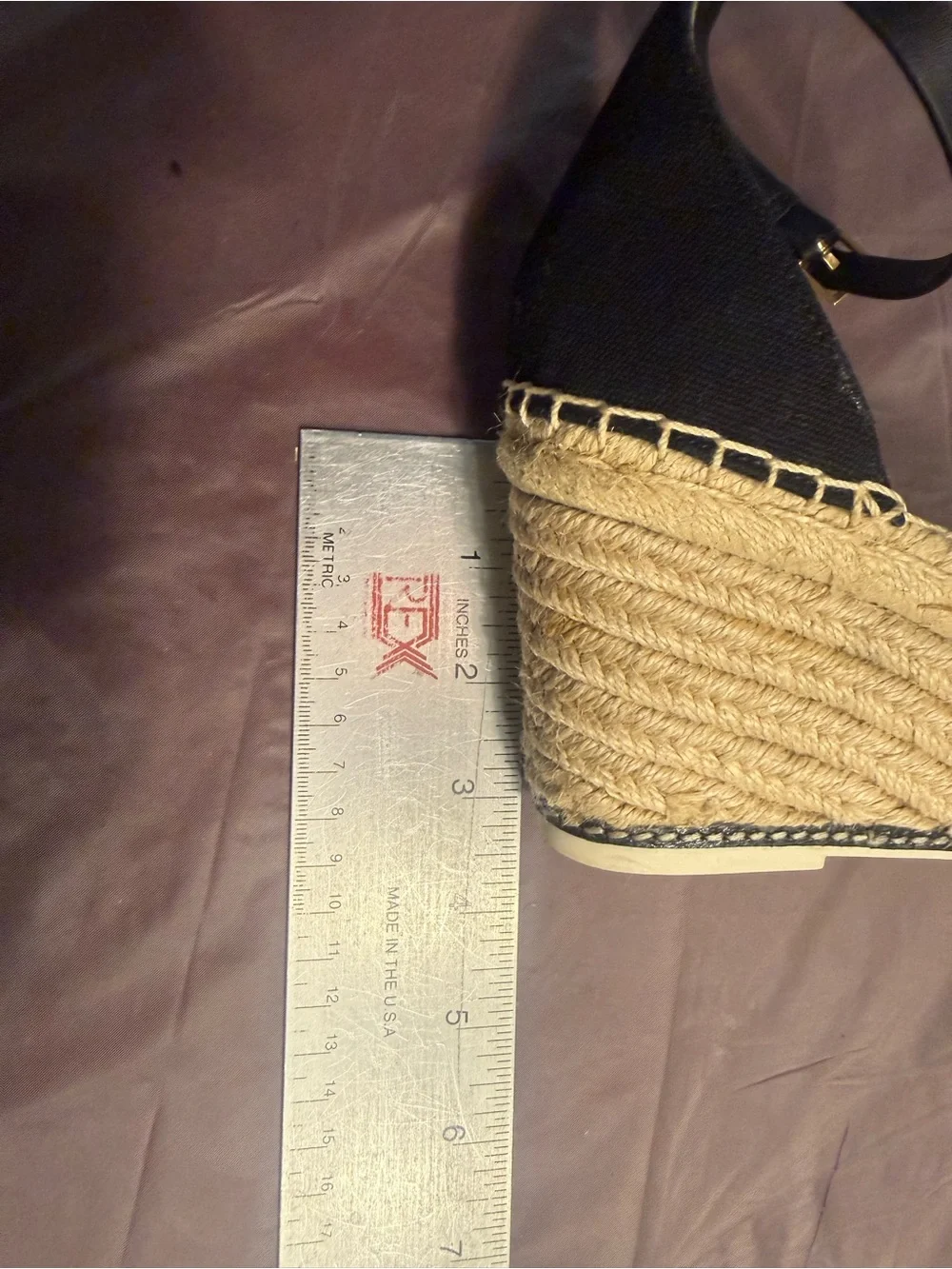 Tory Burch Black Canvas/Leather Espadrille Ankle-Strap Wedge Sandals Size 10.5